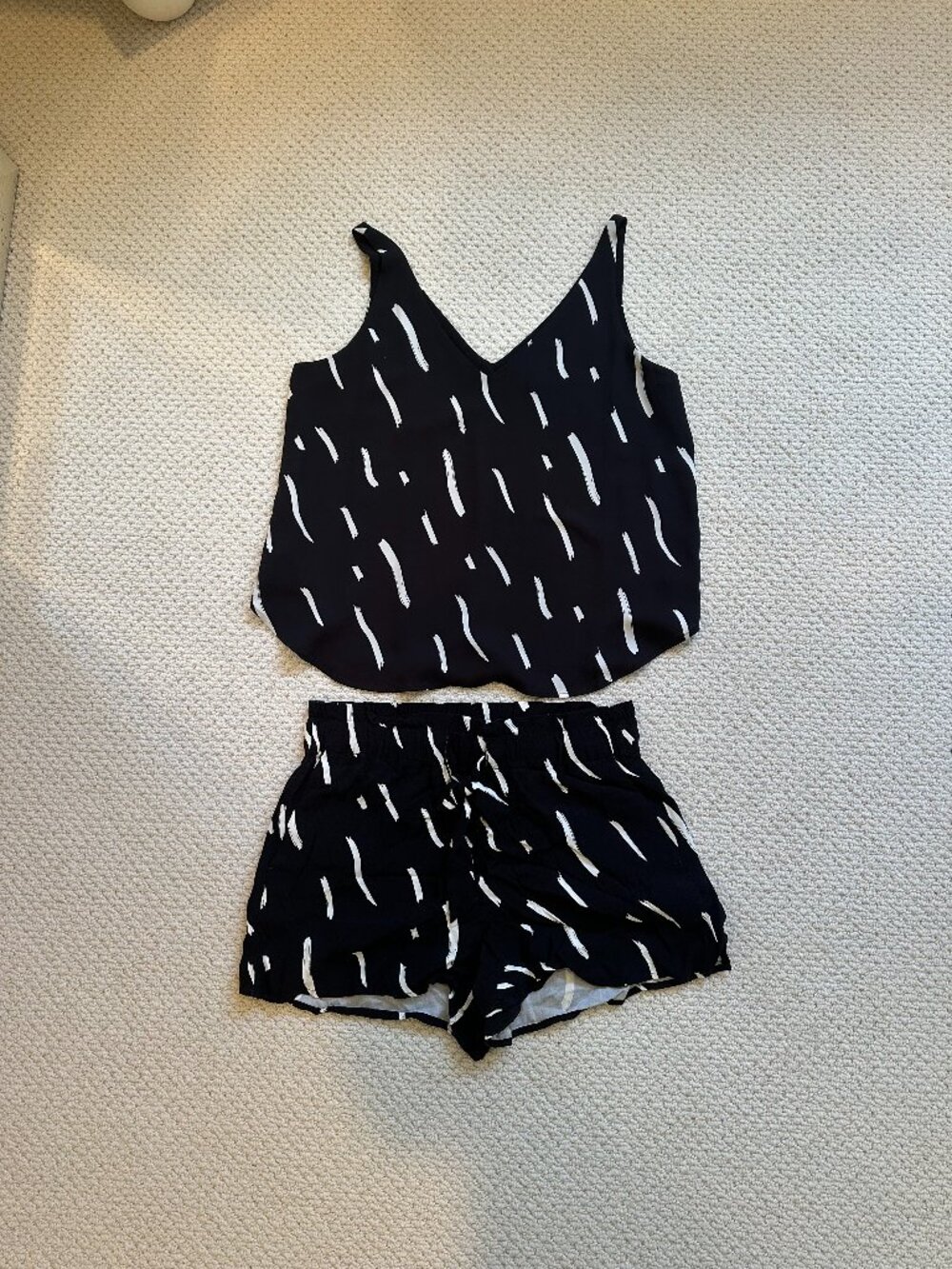 LOFT Black White Tank & Shorts Set M